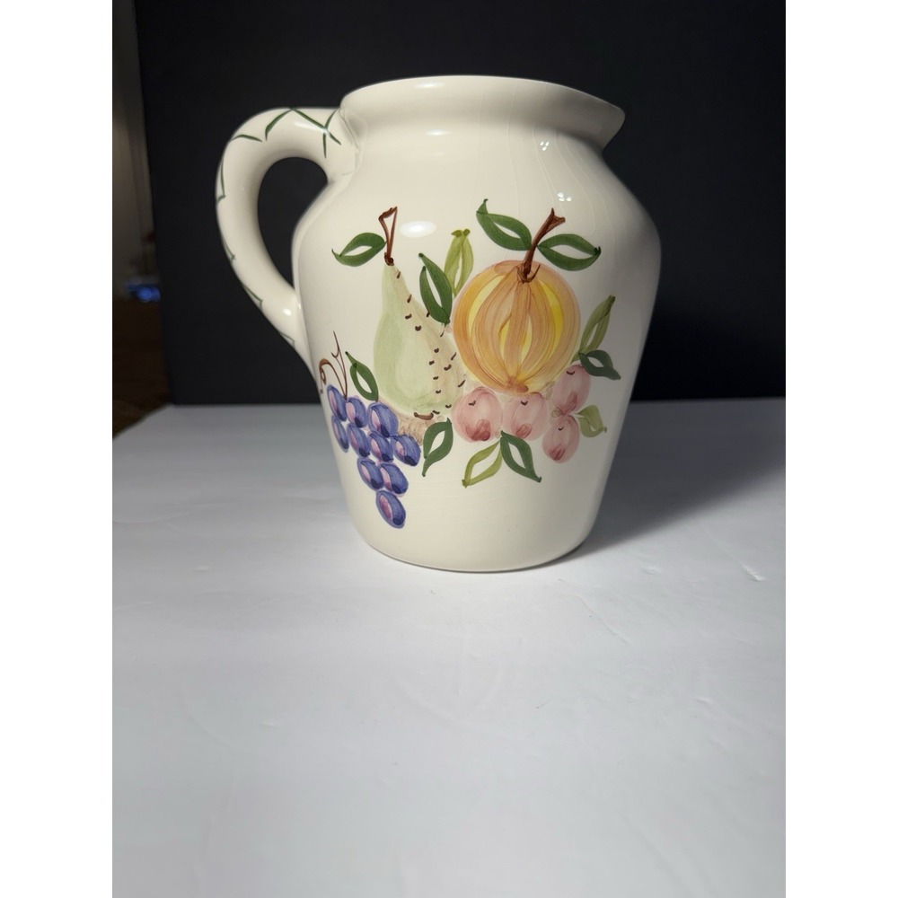 Casafina Portugal Hand Painted Fruit Pitcher Vase 7" Tall Ceramic